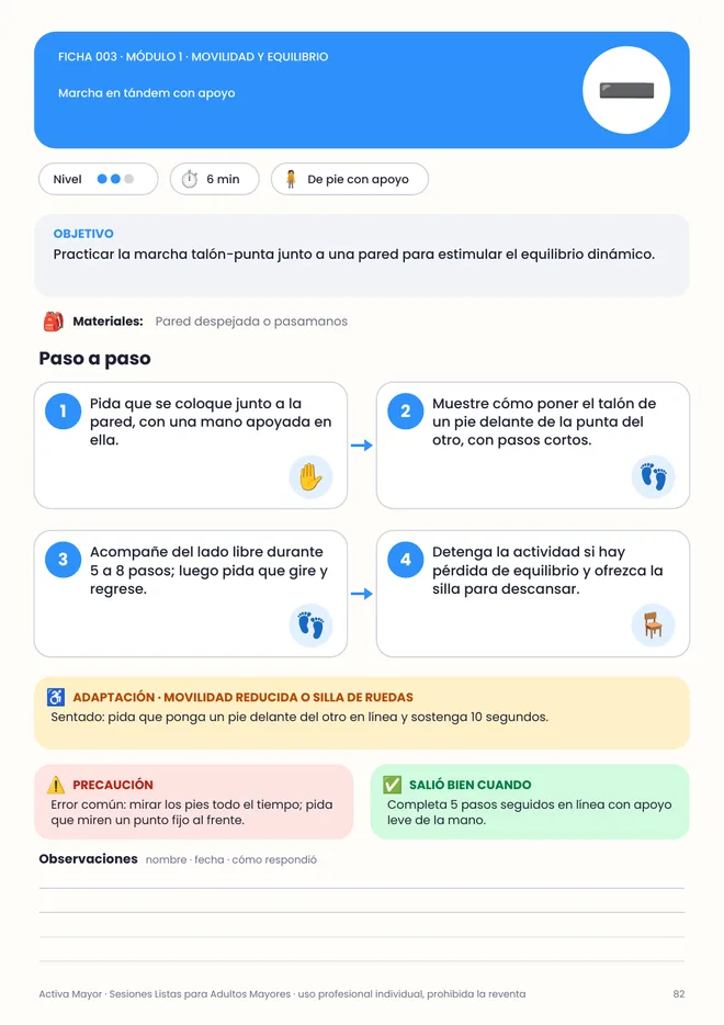 Una ficha de ejercicio